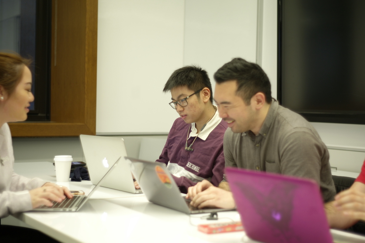 Learning Analytics students working in class Spring 2019