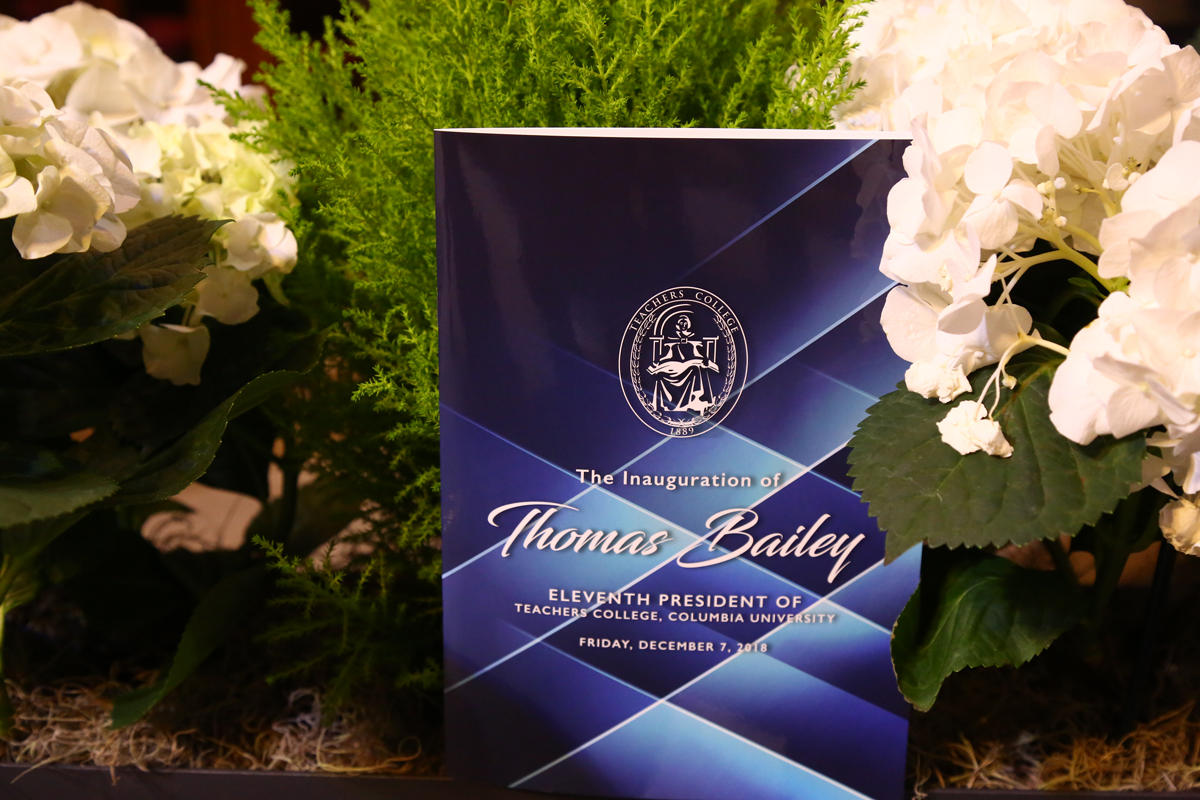 An image of the program for the Inauguration of Tom Bailey